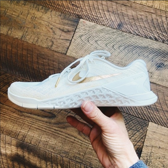 nike metcon white and gold